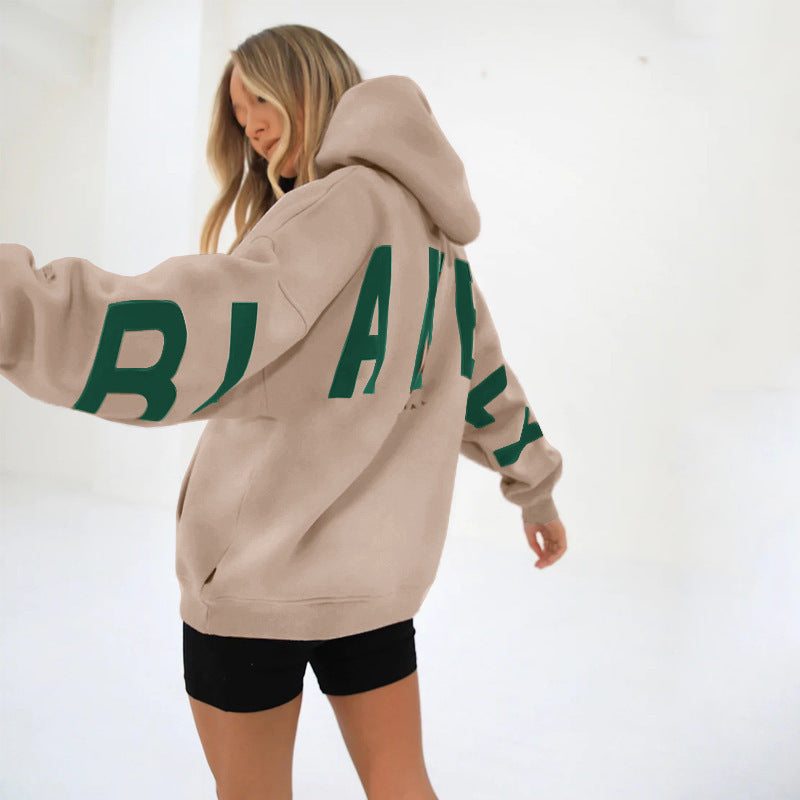 Women's Printed Thickening Long Sleeve Loose Hooded Sweaters