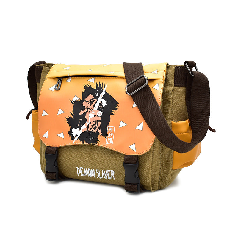 One Piece Male Tuition Green Cartoon Men's Messenger Bags