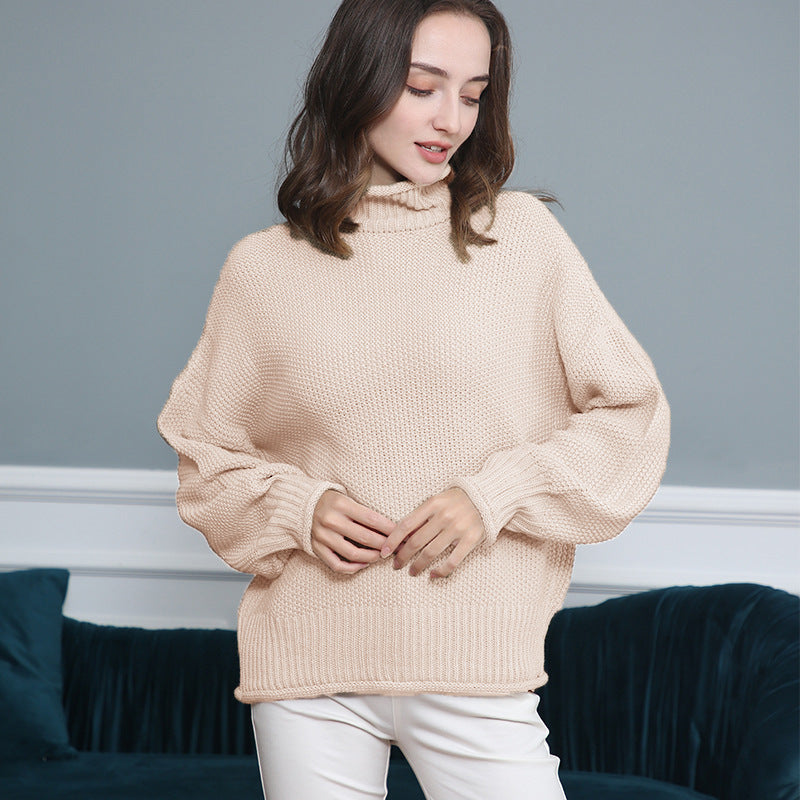Women's Fashion Casual Long Sleeve Turtleneck Solid Sweaters