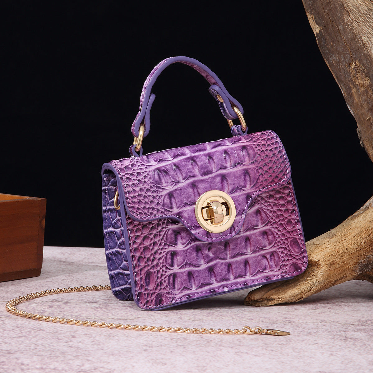 Women's Portable Retro Brahmin Crocodile Pattern Crossbody Bags