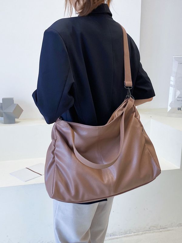 Women's Korean Style Commuting From Solid Color Shoulder Bags
