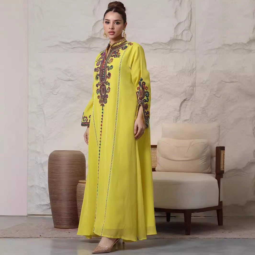 Women's Muslim Robe Rope Embroidery Craft Leisure Clothing