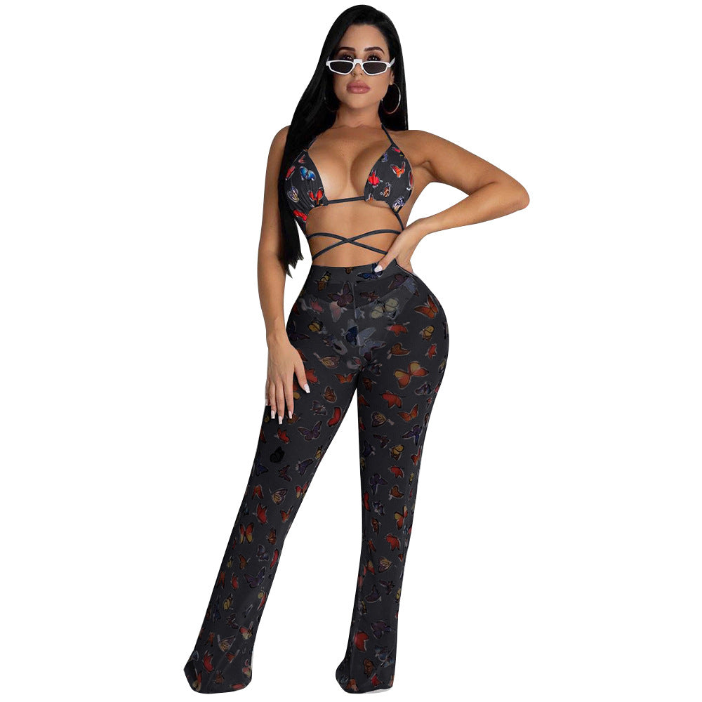 Women's Summer Hollow Bikini Flounced Two-piece Set Suits