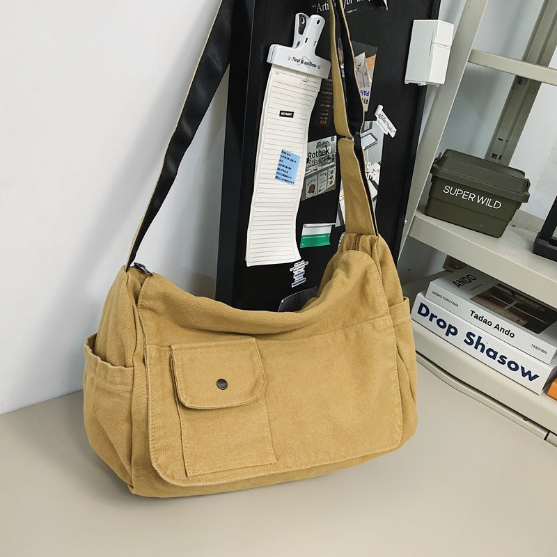 Women's & Men's Style Washed Canvas Idle Artistic College Women's Messenger Bag