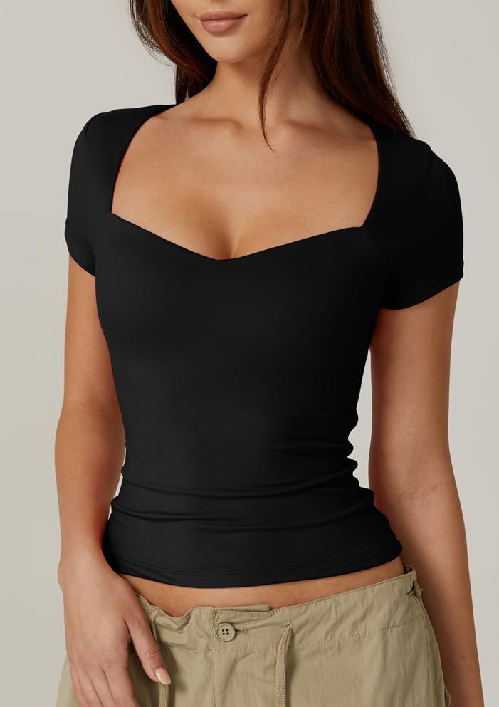 Women's Sleeve T-shirt Solid Color Slim Basic Shorts