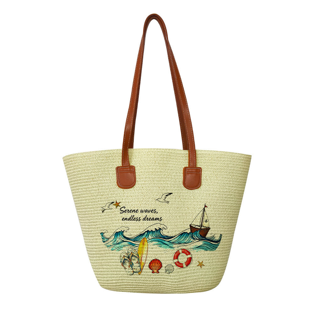 Women's Style Daily Wear Handmade Straw Vacation Large Capacity Women's Shoulder Bag
