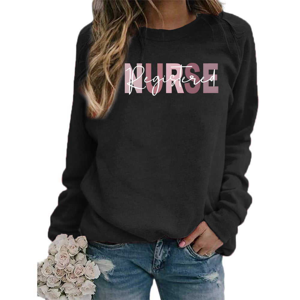 Women's Printed Round Neck Versatile Casual Loose Sweaters