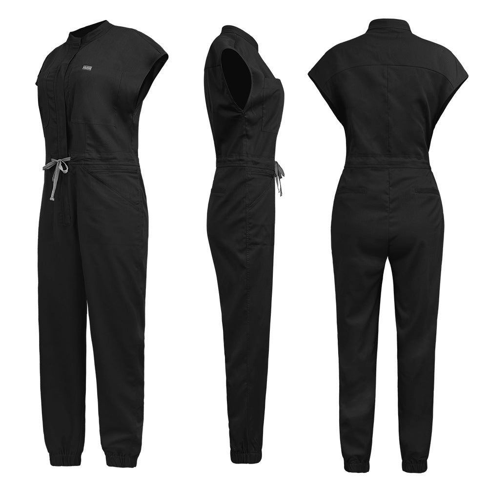 Medical Facial Scrub Stand Collar Flounced Sleeve Uniform