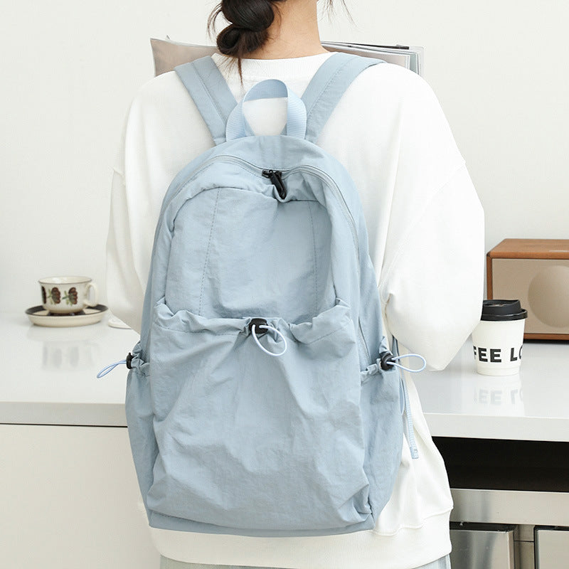 Women's Artistic Nylon Fashionable Pleated Canvas Drawstring Backpacks