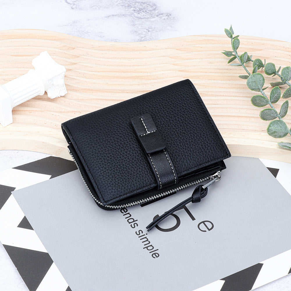 Women's Leather Contrast Color Short Fashion Fold Ladies Wallets
