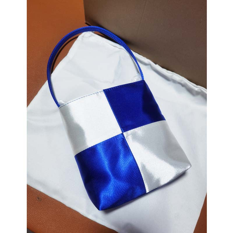 Women's Satin Color Matching Chessboard Plaid Underarm Armpit Bags