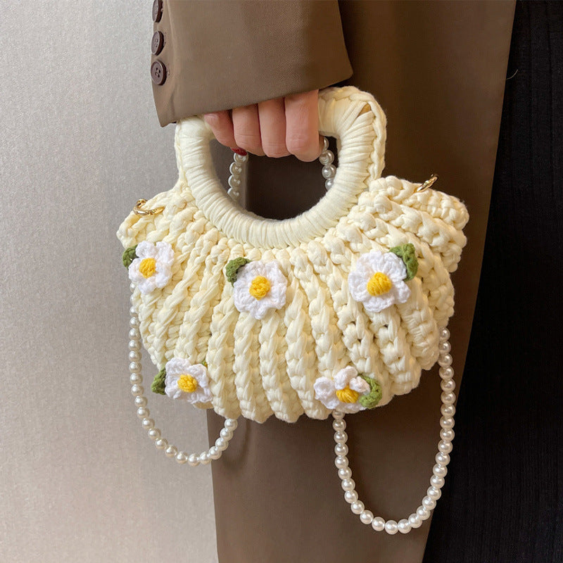 Gardenia Shell Hand-woven Homemade Material For Girlfriend Women's Handbag