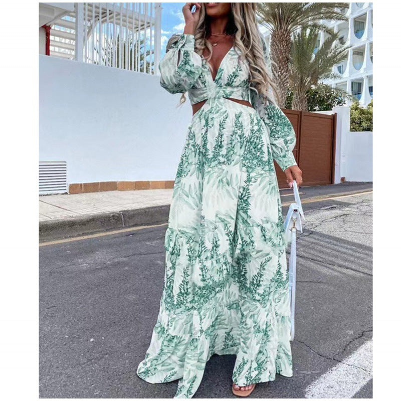 Women's Wear Spring Long Printed Sleeve Elegant Dresses