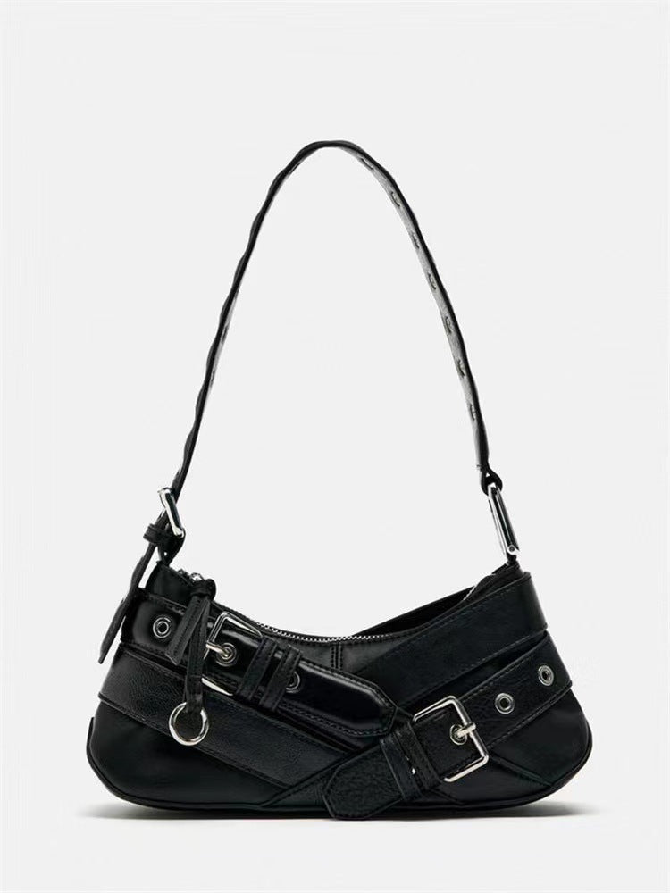 Women's Retro Underarm Motorcycle Waistband Fashion Baguette Armpit Bags