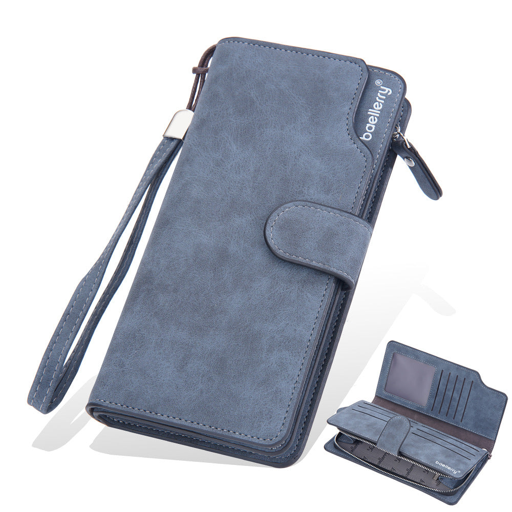 Men's Long Zipper Clutch Retro Dull Polish Bags