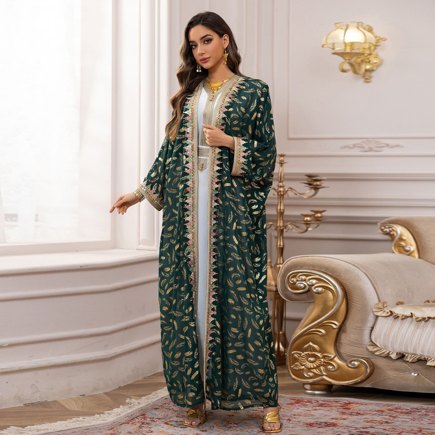 Women's Robe Dress Three-piece Chiffon Bronzing Clothing