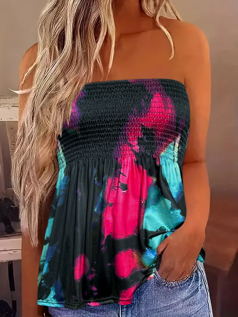Summer Beach Floral Tube Bohemian Strapless Tops