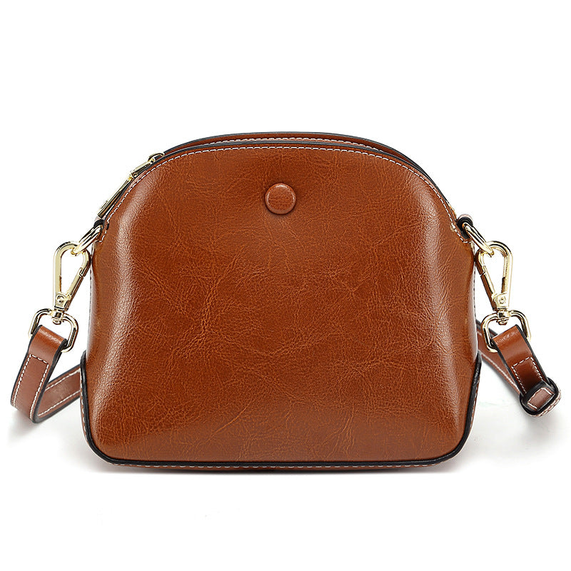 Women's Simple Texture Little Shell Large Capacity Oil Crossbody Bags
