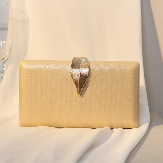Women's Metal Leaf Dinner Printed Texture Clutch Evening Bags