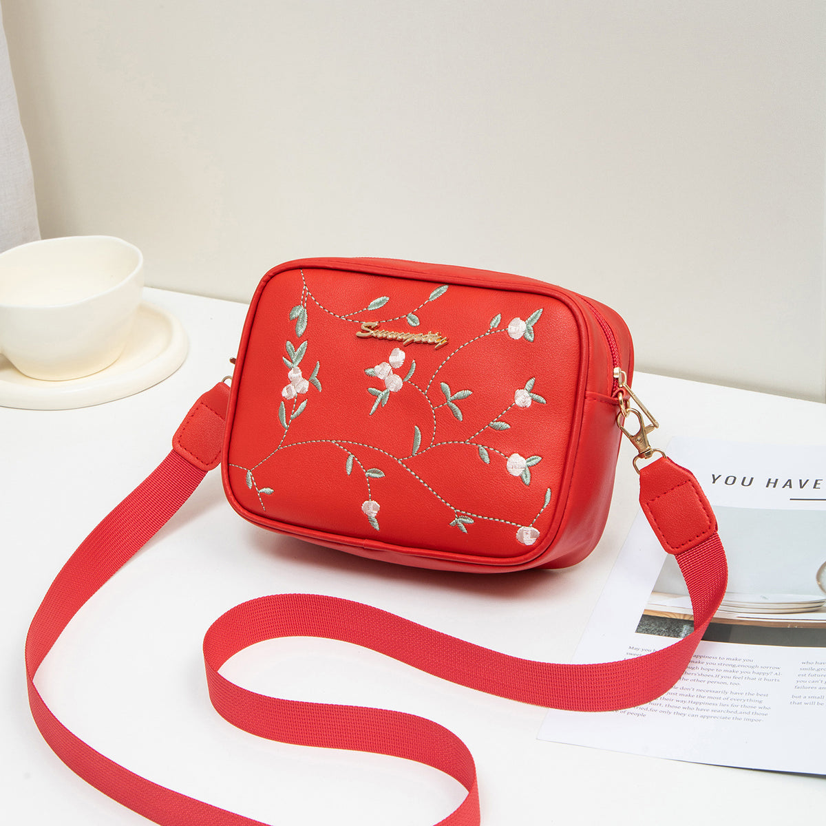 Women's Fashion Embroidered Cross Body Simple Mobile Bags
