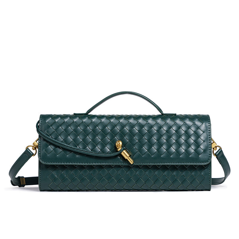 Women's Niche Woven Baguette Fashion Horizontal Clutch Handbags