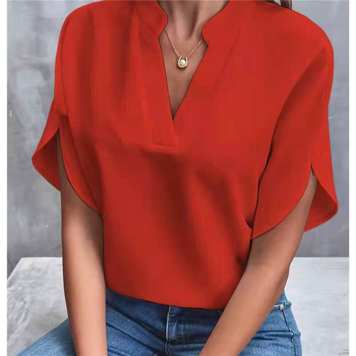 Women's Summer Shirt Pure Color Casual Versatile Blouses