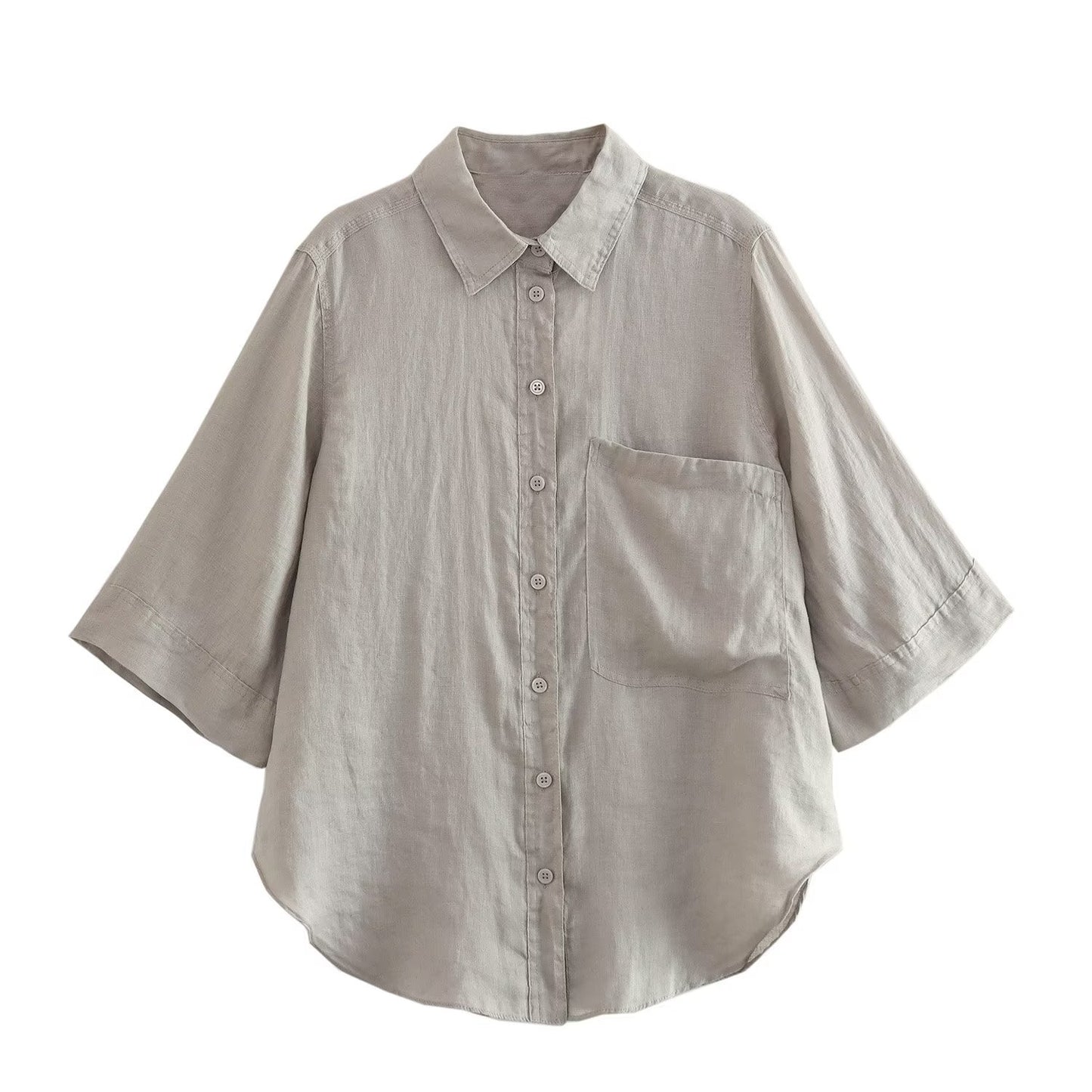 Women's For With Pocket Linen Shirt Casual Suits