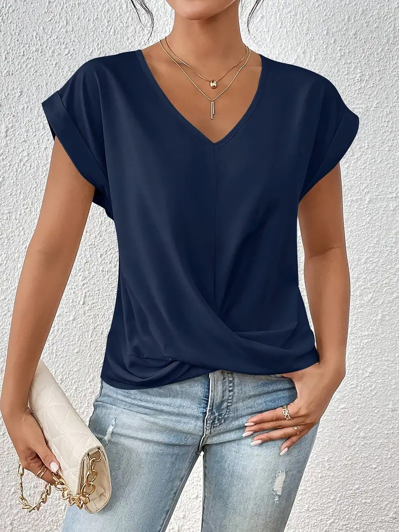 Women's Solid Color T-shirt Elegant Sleeve Blouses