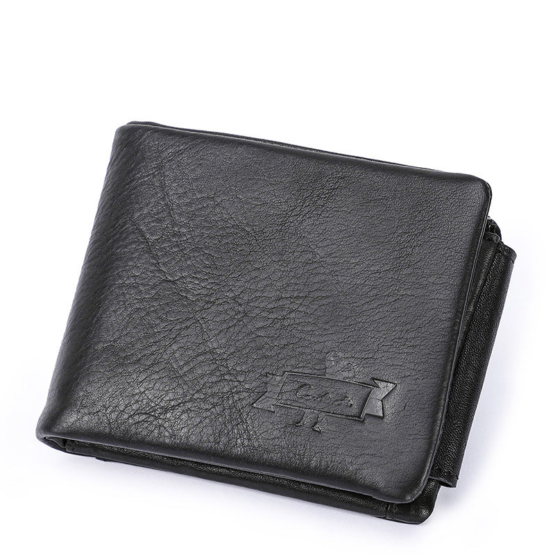 Men's Black Angel Retro Crazy Horse Leather Men's Wallets