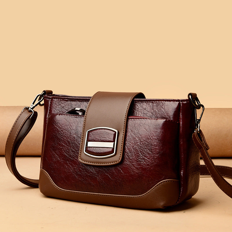 Women's Retro Style Mom Fashion Wax Leather Crossbody Bags
