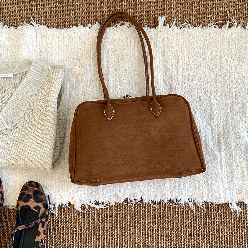 Women's Style Large Suede Frosted Vintage Boston Tote Bags