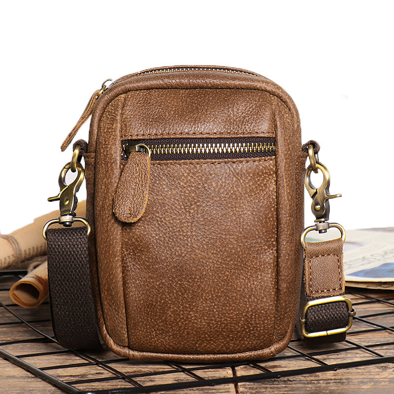 Men's Retro Leather Matte Multifunctional Mobile Men's Messenger Bags