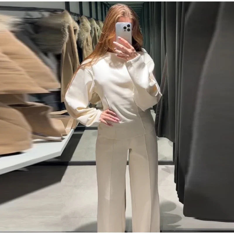 Women's Autumn Fashion Long Sleeve Pleated Wide Suits
