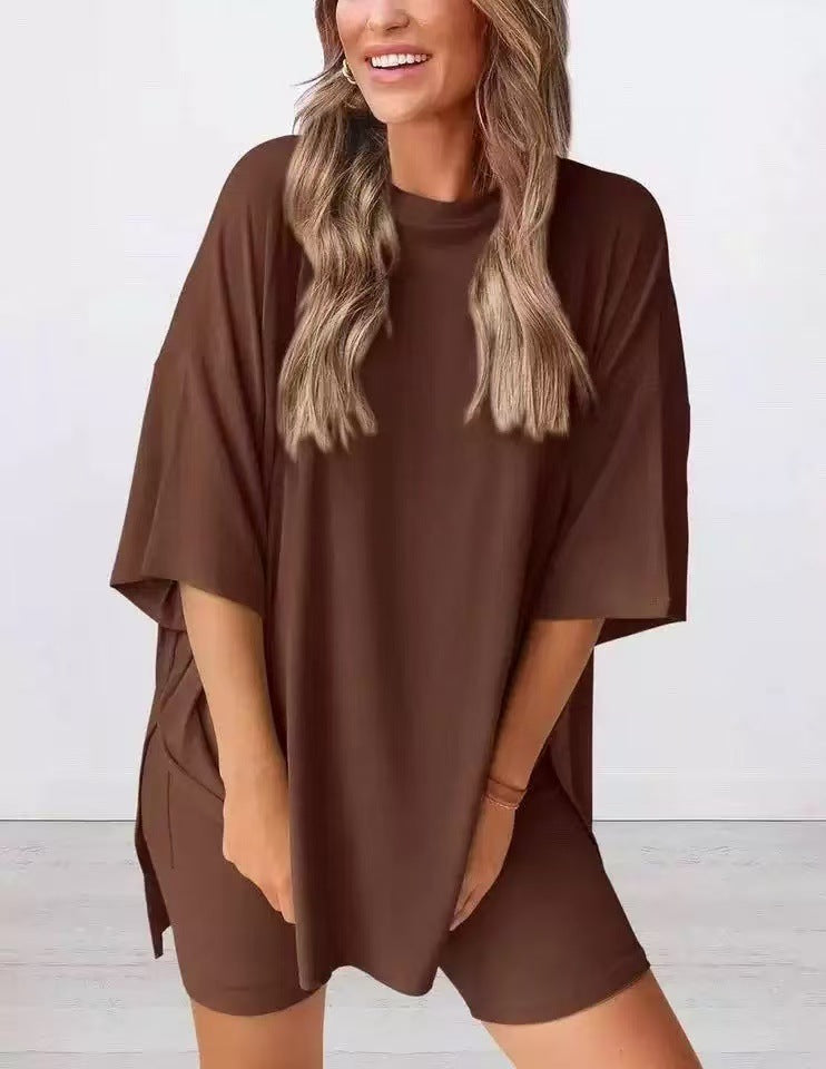 Loose Fashion Solid Color Casual Short-sleeved Suits