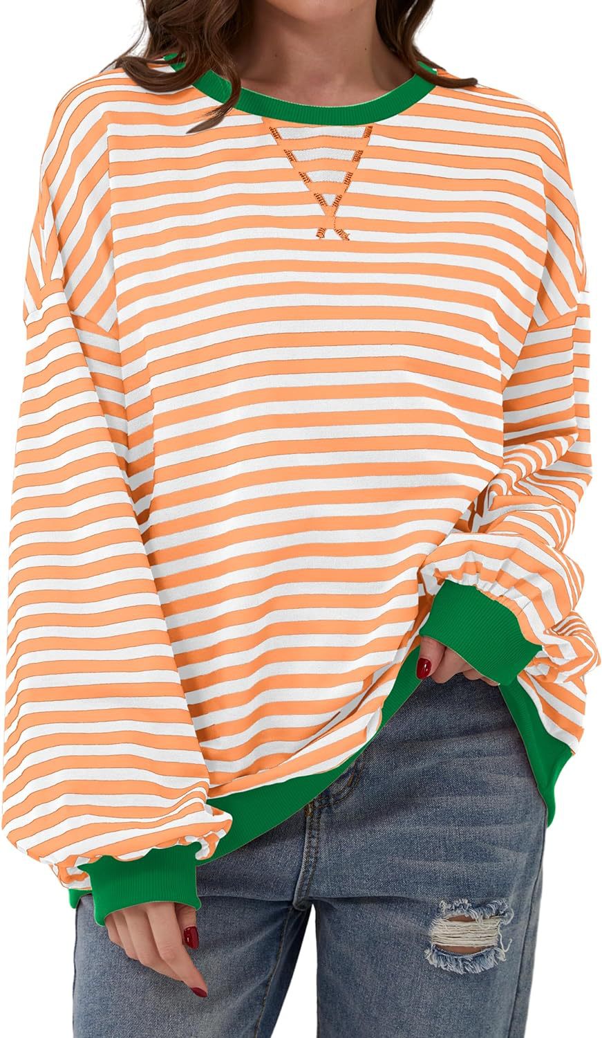 Women's Slouchy Innovative Loose Casual Striped Sweaters