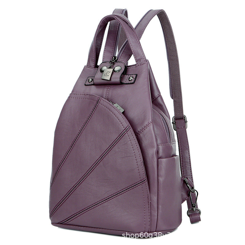 Women's Stylish Versatile Soft Leather Large Capacity Backpacks