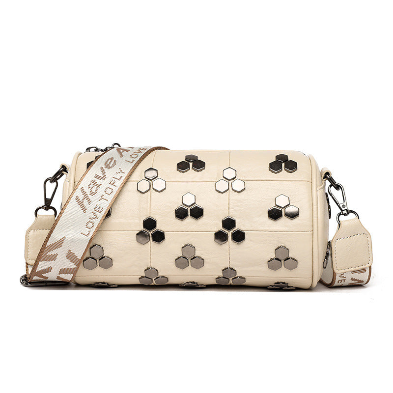 Women's Today Popular Korean Style Fashion Rivet Round Personality Women's Shoulder Bag