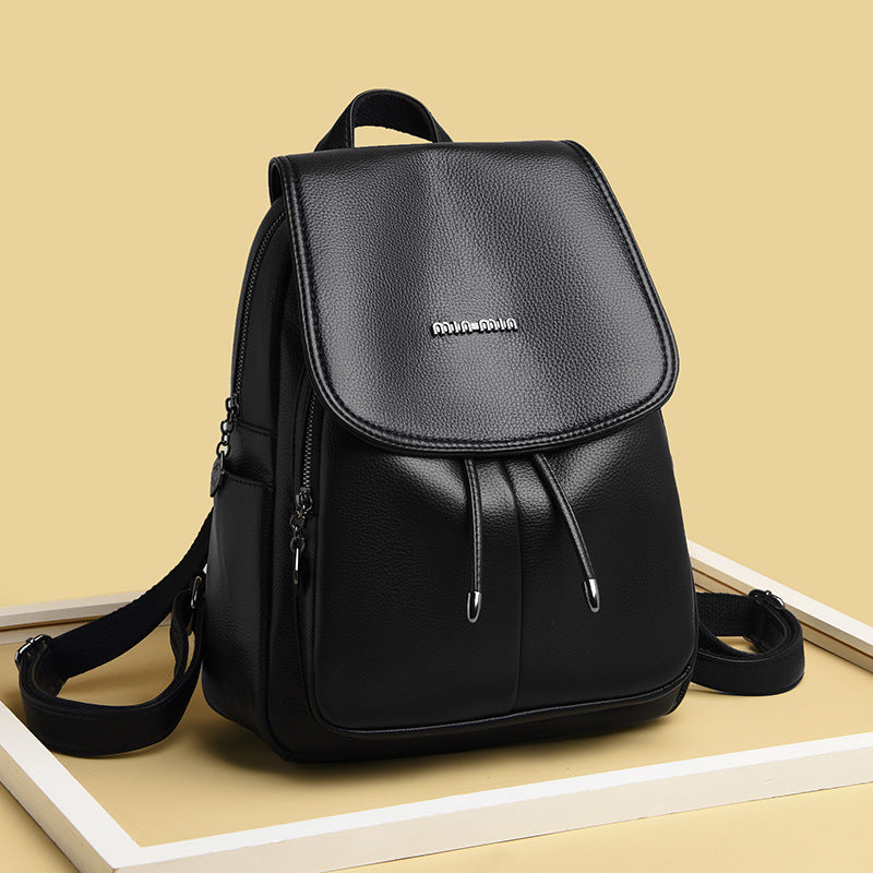 Women's Durable Korean Fashion Soft Leather Backpacks