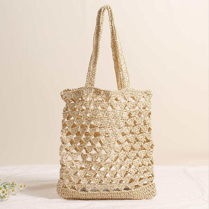 Women's One Straw Hollow Out Woven Vacation Shoulder Bags