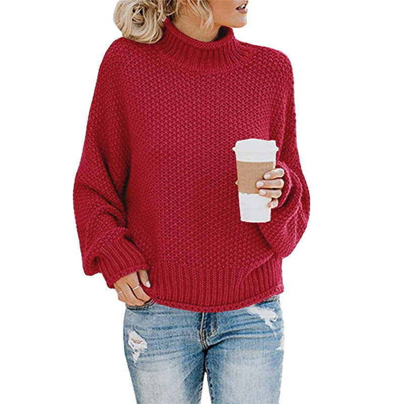 Women's Glamorous Thick Thread Pullover Turtleneck Sweaters