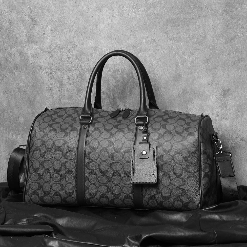 Large Capacity Short-distance Fashion Trendy Plaid Men's Handbags