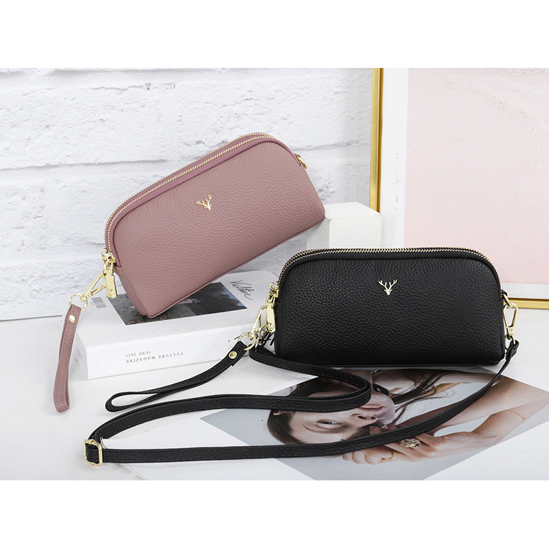 Women's Leather Fashion Cattlehide One Big Litchi Crossbody Bags