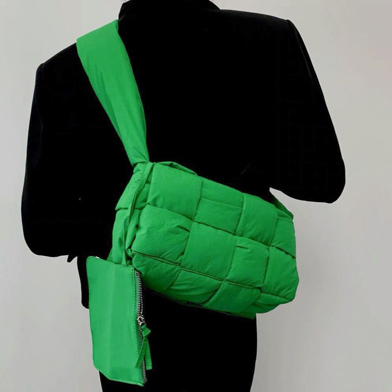 Women's Woven Down Pillow Fashionable Sponge High-grade Crossbody Bags