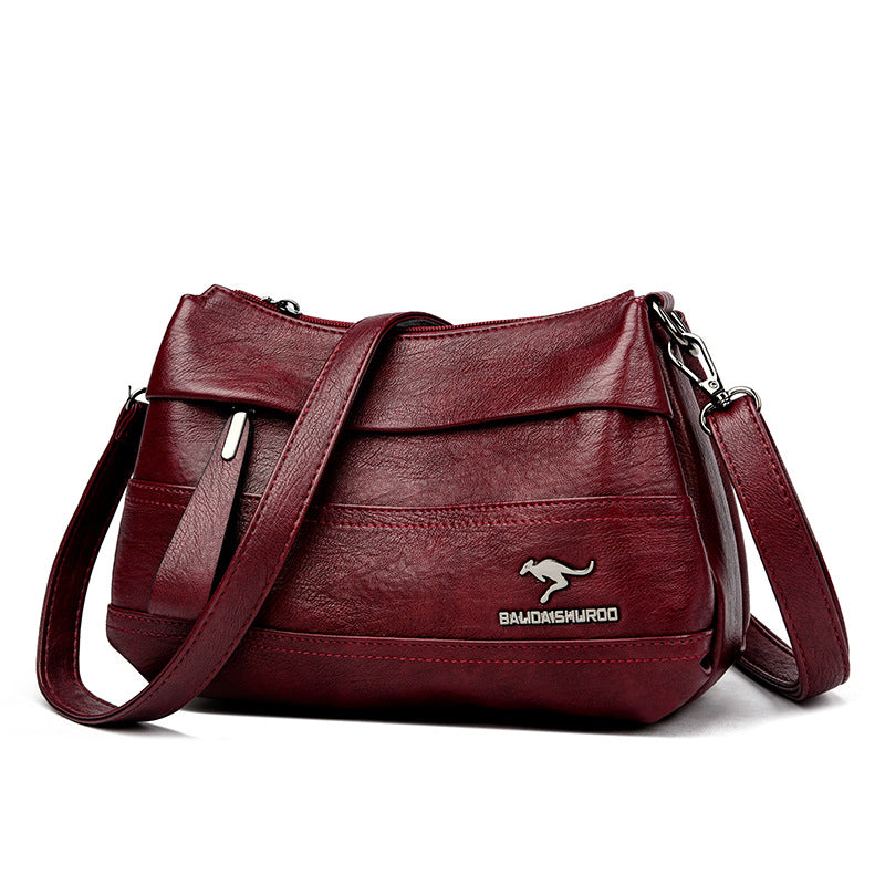 Women's Leather Mother Fashion Stitching Large Capacity Crossbody Bags