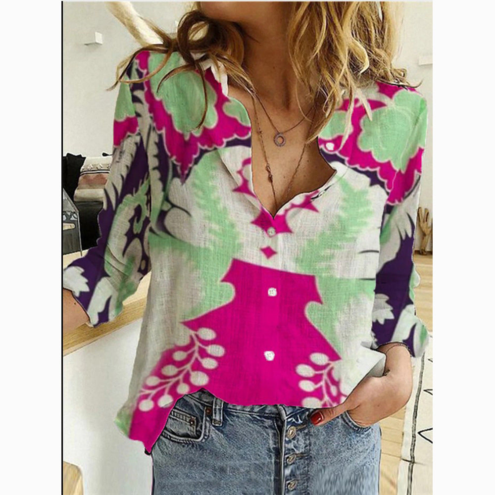Women's Autumn Shirt Fashion Map Depicting Printed Blouses