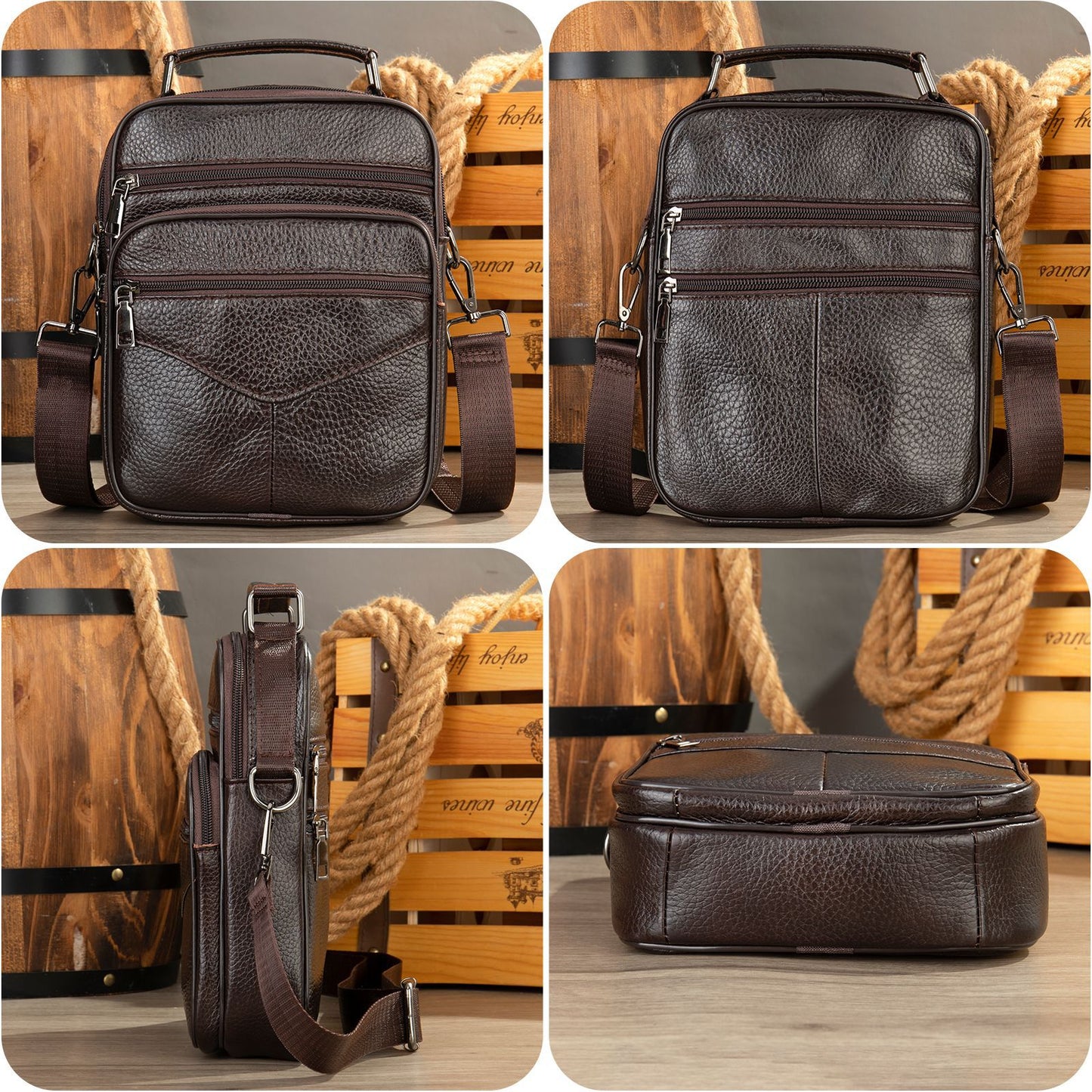 Men's Genuine Leather Retro Mobile Top Layer Bags