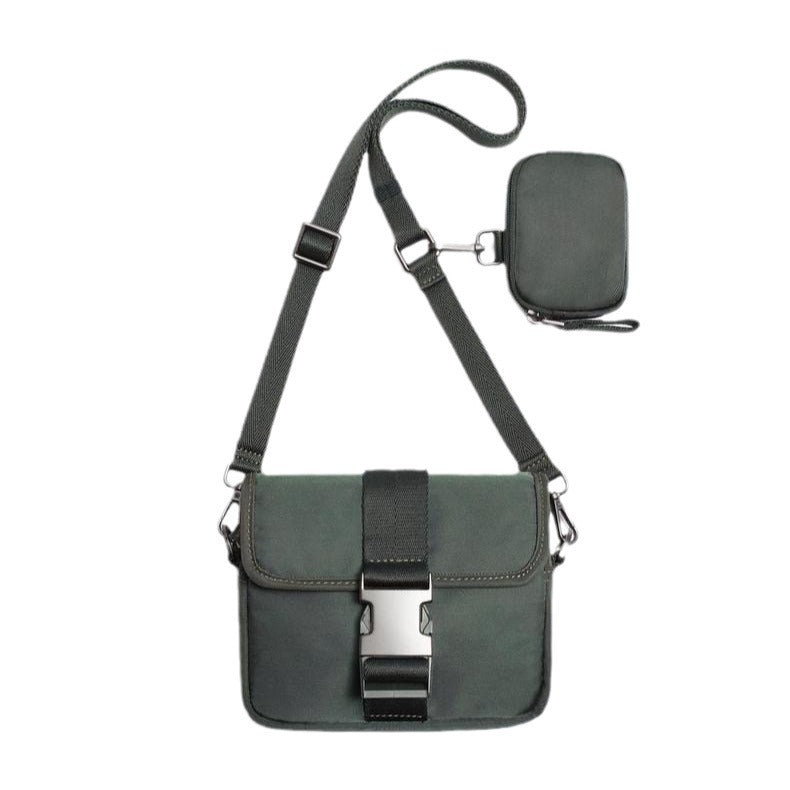 Men's Trendy Black Two-piece Leisure Mini Nylon Men's Messenger Bags