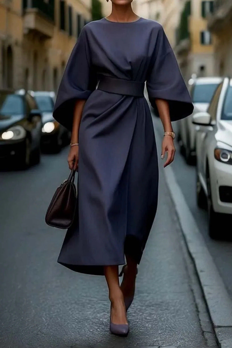 Women's Elegant Solid Color Waist Tight Dress Casual Dresses