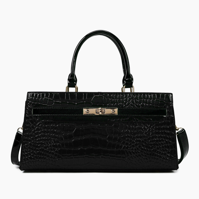 Women's Solid Color Large Capacity Crocodile Pattern Handbags