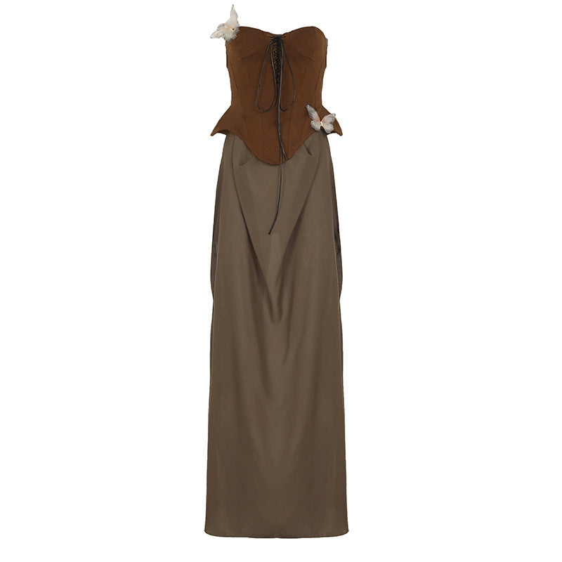 Sexy Waste Soil Style Midriff Outfit Butterfly Dresses